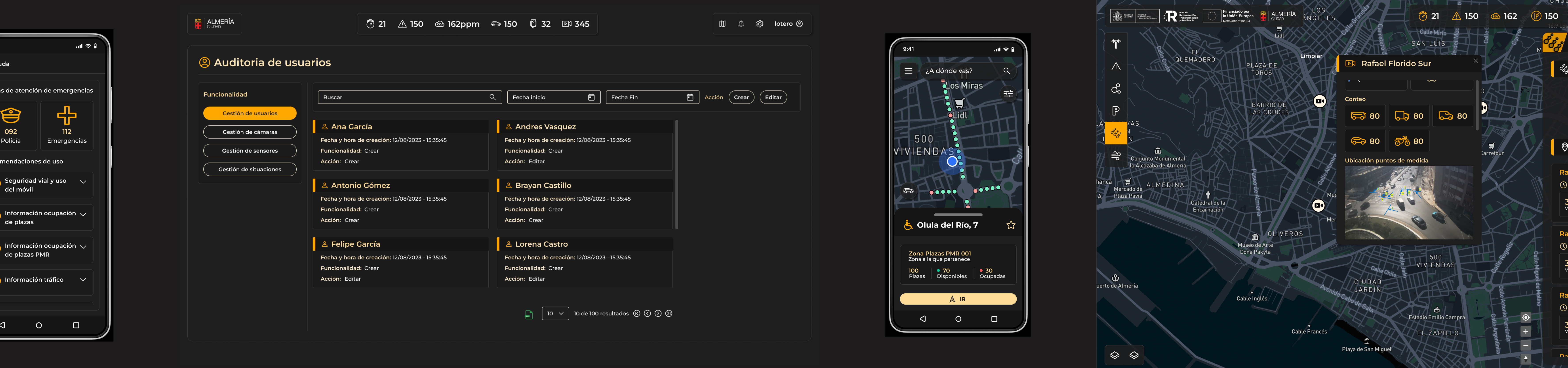 Almería Smart Mobility user interface for real-time parking updates