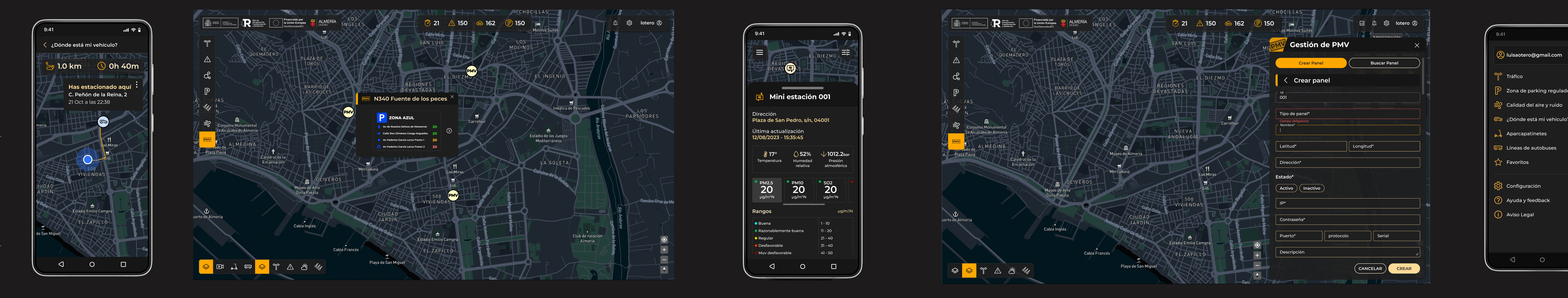 Almería Smart Mobility user interface for real-time parking updates