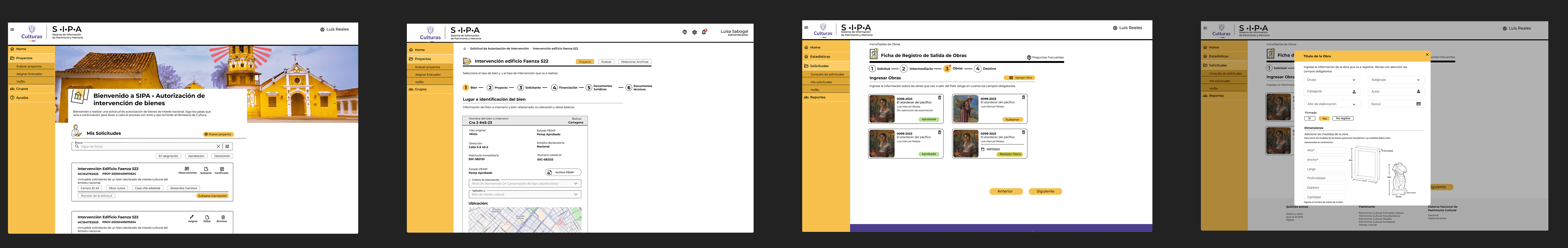SIPA interface mockup showing heritage process flow