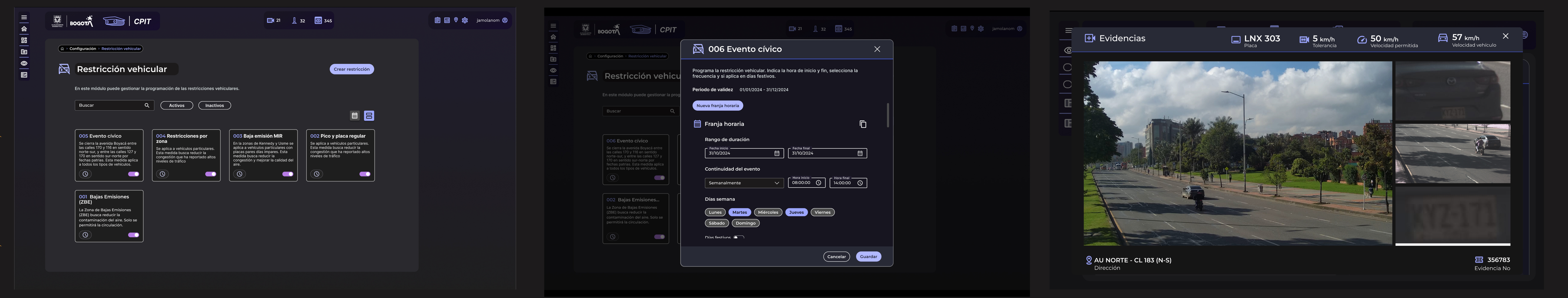 CPIT license plate recognition interface with SOAT and restriction status